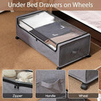 Under Bed Storage with Wheels High Size for Shoe Clothing Storage | Smooth-rolling wheels slide easily under most beds for quick everyday access - Image 3
