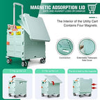 Foldable Utility Cart Folding Portable Rolling Crate with Magnetic Extended Lid,360°Rotate Wheels,176LBS Load Capacity,Heavy Duty Durable Dolly Cart for Teacher Tourist Shopping Office Outdoor - Image 2