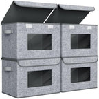 Univivi Fabric Storage Bins with Lids for Clothes 4 Pack, Grey Linen by Univivi
