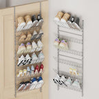 SWTYMIKI Over the Door Shoe Organizer - Adjustable 6 Tier Hanging Shoe Rack Organizer, Metal Heavy Duty Behind Door Storage or Wall Mount Shoes Shelf for Flats, Heels, Sneakers, Boots, Silver by SwtyMiki-TidyHomeSweetLife
