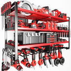 POKIPO Upgrade Large power tool organizer Wall Mount,4 Layers Heavy Duty Metal Loads 400lbs Power Tool Hanger Shelf Battery Storage with 8 Cordless Drill Bit Holder,Utility Racks for Garage Tool Room by POKIPO