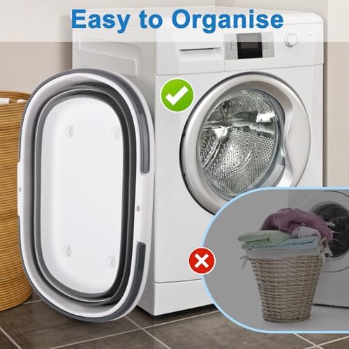 Extra Large Collapsible Bucket 35L Mop Bucket With Handles & Wheels, Plastic Wash Basin Pet Bath Tub for Puppy Dogs Cats, Folding Laundry Basket Clothes Storage Organizer RV Outdoor Camping Essentials - Image 4