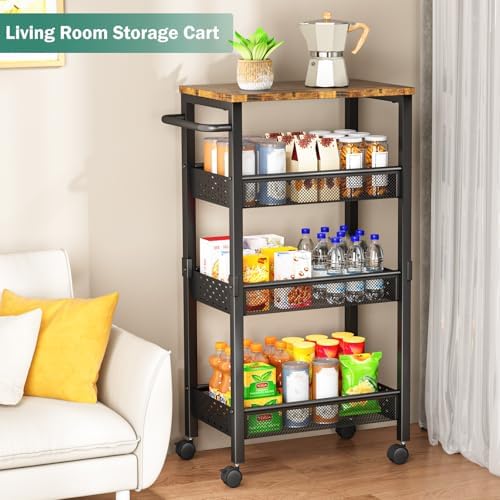 Vivihomety 4-Tier Laundry Utility Rolling Cart with Wheels, Metal - Image 6