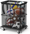 smusei Ball Storage Bin Rolling Sports Ball Storage Cart Garage Sports Equipment Organizer Rack with Wheels Outdoor Basket Ball Cage for Garage, School, Gym, Yoga Room by smusei