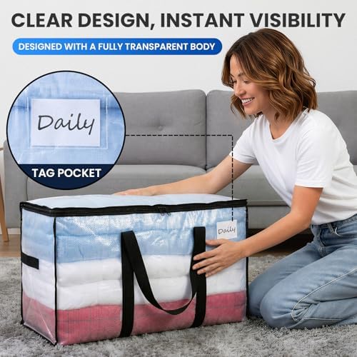 TAILI 2 Pack Clear Extra Large Moving Bags,Storage Bag with Visible Window - Image 5