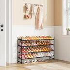 Tajsoon Expandable Shoe Rack for Closet 4 Tier, 28“-41“Stackable, Black - Image 2