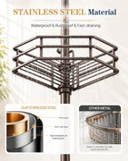 SEIRIONE Corner Shower Caddy Tension Pole, Quick Setup, Rust-Free Bathroom Shower Organizer Corner for Bathtub Shampoo Storage, 4-Tier Adjustable Shelf, Drill Free, Fits 34 to 116 Inch Height, Bronze - Image 3