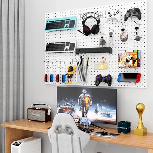 Peg Board Kit, Includes Pegboard and Accessories,with Hooks and Bins,Peg Board Wall Organizer for Office,Ornaments Display,Crafts Organization (129, White) - Image 7