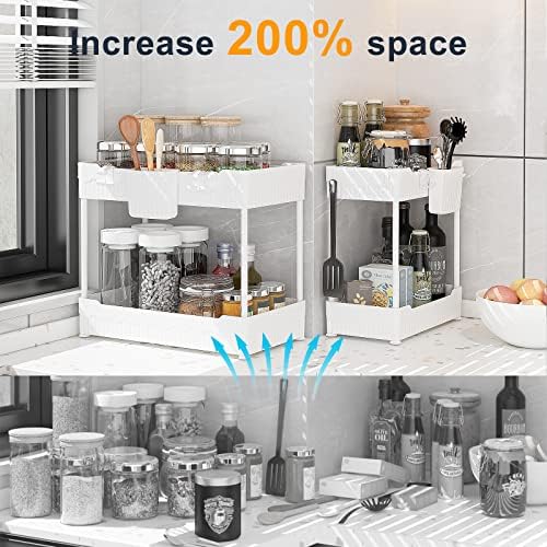 Sevenblue 2-Pack Under Sink Organizer with Hooks & Hanging Cup for Kitchen - Image 3