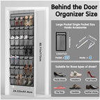 Kotkn 35 Compartment Over The Door Storage - Breathable Mesh Hanging Organizer with Large Pockets, Space Saving Design for Men & Women's Footwear, Closet, Bedroom (Gray) - Image 3