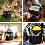 Cleaning Caddy with Handle, 17L, 6 Pockets, Black - Image 2