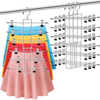 3 Pack Pants-Hangers-Space-Saving, 6 Tier-Closet-Organizers-and-Storage | Skirt Hangers with Clips, Closet-Organizer-Clothes-Organization Jeans Scarf Hangers,College-Dorm-Room-Essentials Decor by SHUKEEKA