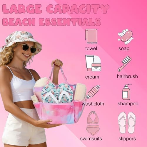 Mesh Shower Caddy Portable - 9 Pockets, Shower Bag for Dorm Room Camping - Image 6