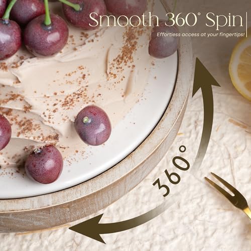 EOSAHR Lazy Susan Organizer, Non-Skid Rotating Tray for Counter, Natural - Image 4