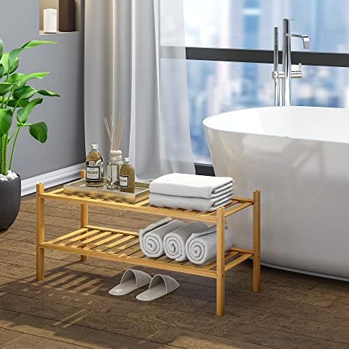 BMOSU 2-Tier Bamboo Shoe Rack Premium Stackable Shoe Shelf Storage Organizer for Hallway Closet Living Room Entryway Organizer (Natural Bamboo) - Image 5