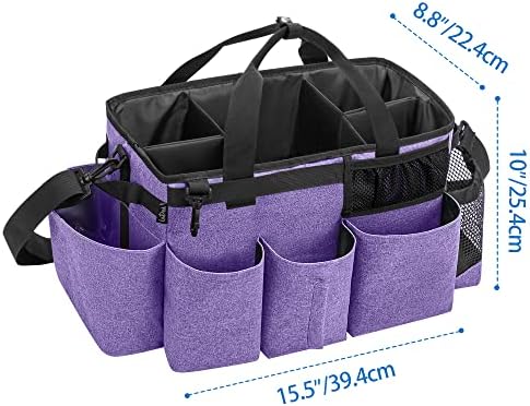 LoDrid Wearable Cleaning Caddy Bag with 4 Foldable Dividers, Purple - Image 6