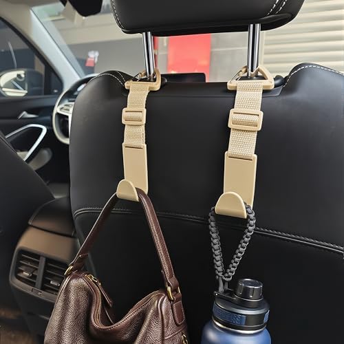 Amooca 4 Pack Anti-drop Headrest Hooks Adjustable Car Seat Organizer - Image 2