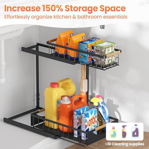 Under Sink Organizer and Storage for Bathroom and Kitchen - 2 Pack 2 Tier - Image 3