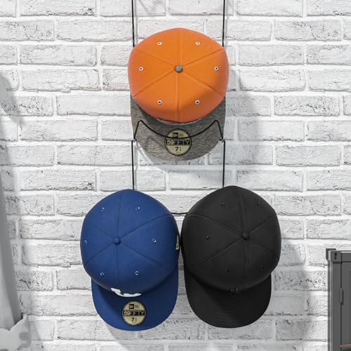 LINFIDITE 10 Pack Hat Rack Hanger Holder Organizer Flexible Multi Hook Wall Mounted Over Door Baseball Cap Display Storage Rack Cap Holder, Closet HangingStorage Rack w Hanging Hook Black - Image 5