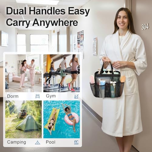 Mesh Shower Caddy Portable - 2 Packs, S-Hook, Shower Bag for Dorm Camping - Image 6