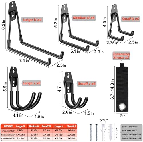 MKRUI 30-Pack Garage Hooks for Storage & Hanging Items, Save Space - Image 2