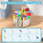 Rotating Markers Organizer for Kids, Acrylic Lazy Susan Organizers for Desks, 360 Degree Spinning Pencil Holders Pen Holders, Clear Arts and Crafts Organizer Storage, Art Supply Storage 6 Compartments - Image 3