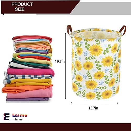 Essme Baby Girls Laundry Hamper, Baby Storage Basket for Girls Sunflower Bedroom Decor, Nursery Hamper,Yellow Hamper，Gift Baskets,Home Organizer(Sunflower) - Image 6
