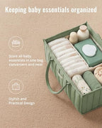 Blissful Diary Baby Diaper Caddy Organizer, Nursery Storage, Sage Green - Image 3