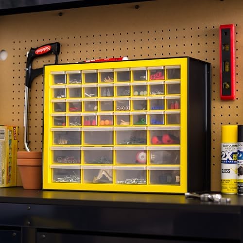IRIS Plastic Hardware Storage Drawer, 44 Drawer Parts Cabinet - Yellow - Image 2