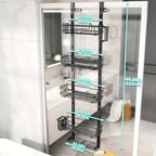 HapiRm 5 Tier Over the Door Shower Caddy, Hanging Shower Caddy with 28 Hooks and 2 Toothbrush Holders, No Drilling Adjustable Hanging Bathroom Organizer - Black - Image 5