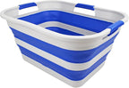 SAMMART 30L(8 gallon) Collapsible Plastic Laundry Basket - Foldable Pop Up Storage Container/Organizer - Space Saving Hamper/Basket - Water Capacity 24L(6.3 gallon) (1, Grey/Purplish Blue) - Image 2