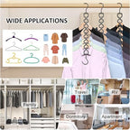Space Saving Hangers for Clothes 6 Pack, Sturdy Metal Hangers Heavy Duty | Magic Clothes Space Saver Hanger Organizer with 360° Swivel Hook, Closet Organizers and Storage Dorm Room Essentials Black - Image 3