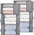 combocube 6Pcs Zippered Storage Bag for Closet King Comforter, pillow, quilt, bedding, Clothes, Blanket Organizers with Large Clear Window & Carry Handles Space Saver by combocube