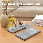 Razborci 2PCS Instant Dry Diatomite Stone Counter Makeup Tray Organizer, Fast Drying Caddy Kitchen Sponge Holder Mat, Bathroom Vanity Toothbrush Bottle Dispenser Soap Dish Rack, Light Gray, 8"x 3.8" - Image 4