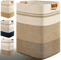 Laundry Hamper, 95L Tall Laundry Basket with Leather Handles, Rectangle Large Clothes Hamper for Organizing, Cotton Woven Laundry Baskets Storage Hampers for Bedroom, Nursery, Living Room by Degeyoyo