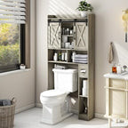 Vabches Over The Toilet Storage Cabinet with Sliding Doors, Grey by Vabches