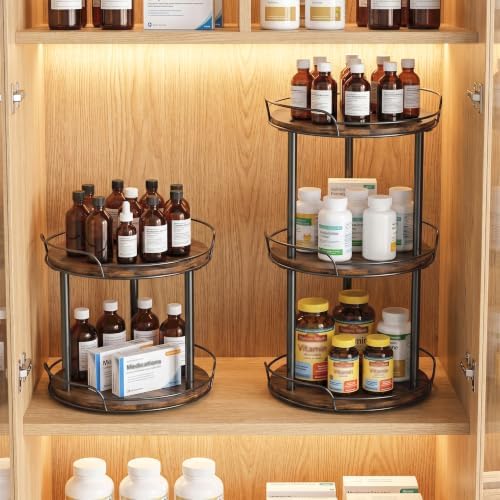 3-Tier Lazy Susan Spice Rack, 12'' Rotating Turntable for Cabinet - Image 4