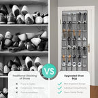 WVM Over the Door Shoe Organizer with 35 Breathable Mesh Pockets, Hanging Shoe Organizer for Door with 4 Metal Hooks, Large Capacity Closet Storage for Shoes, Accessories, Grey - Image 4