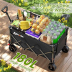 Blomoba Collapsible Wagon Cart with Wheels, 330lbs Heavy Duty Wagon, Black - Image 2