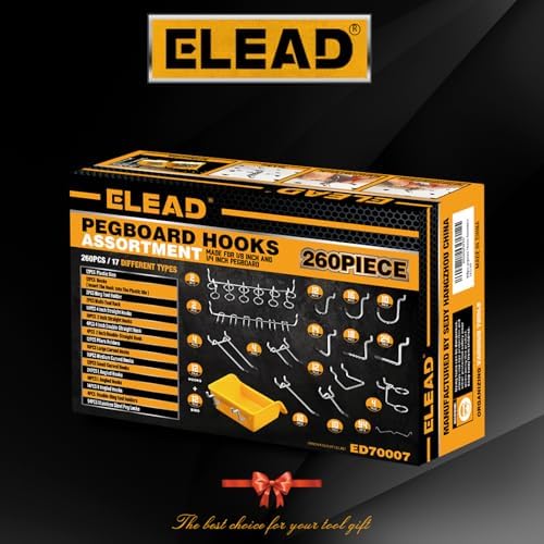 ELEAD 260 Piece Pegboard Hooks 1/8 and 1/4 inch Peg Board Organizer Accessories with Pegboard Bins for Organizing Various Tools in The Garage, Workshop & Craft Room - Image 2