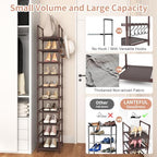 LANTEFUL Tall Shoe Rack 10-Tier Narrow Shoe Shelf Storage for 10-15 Pairs Shoe and Boot, Sturdy Shoe Storage Space Saving Corner Shoe Rack Organizer for Closet, Entryway, Living Room, Brown - Image 6