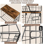 Delamu Stackable Metal Fruit Basket with Wood Lid 3 Pack, Hanging Wall Organizer for Kitchen Counter, Pantry Storage for Onions, Potatoes, Garli, Fruits, Spices, Black - Image 7