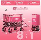 Originsure 400L Foldable Double Decker Wagon, 54" L Tailgate, 560lbs, Pink - Image 2