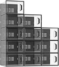 SEE SPRING X-Large Shoe Storage Box Fit Size 11, Clear Plastic Stackable Shoe Organizer for Closet, Space Saving Sneaker Shoe Rack Containers Bins Holders for Entryway, Under Bed, 12 Pack Black by SEESPRING