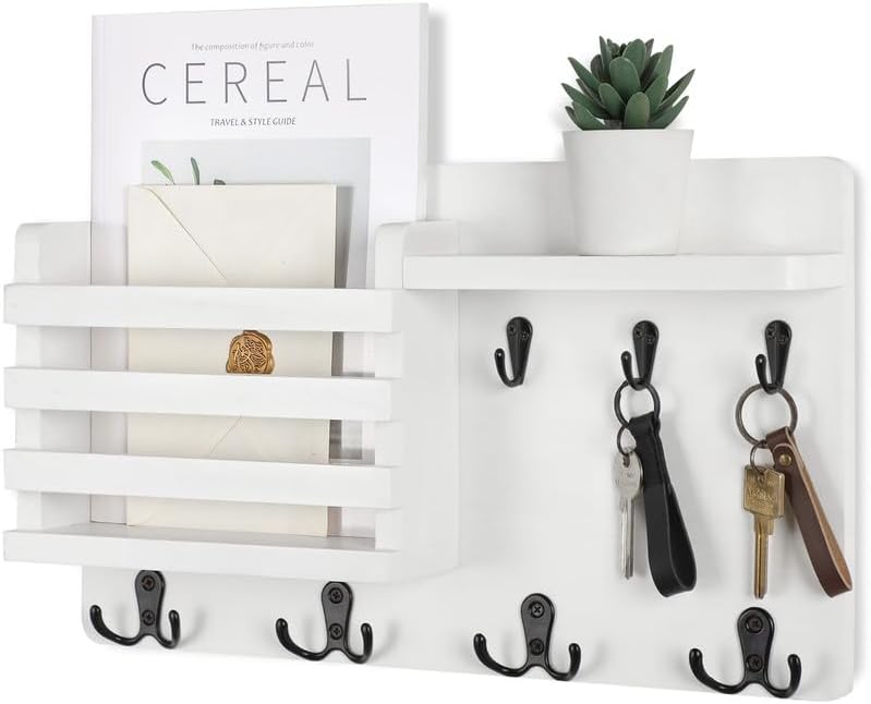 Nekon Mail Holder for Wall, 16.8 Inch Mail Organizer, White by NekonDesign