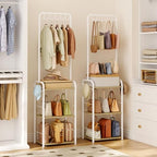 Tall Purse Organizer for Closet with Wood Shelves, Metal Floor-Standing Purse Rack Stand, Narrow High-Capacity Purse Storage and Bag Organizer for Bedroom, Entryway and Small Space - Image 6