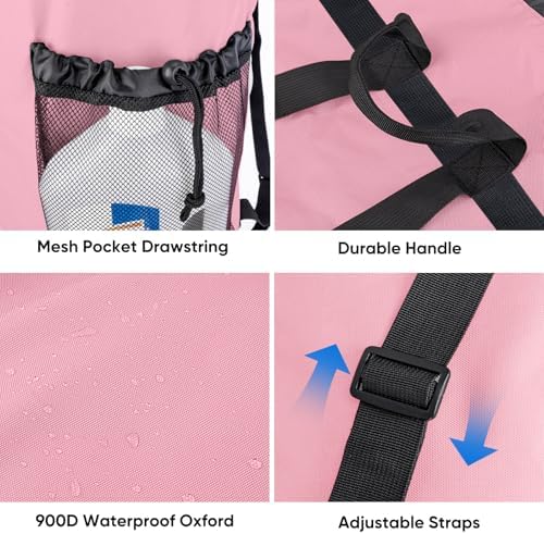 BALEINE 2PK 150L Laundry Bag Backpack, 900D Oxford Fabric Large Travel Laundry Bags with Shoulder Straps and 2 Mesh Pockets for College Dorm, Apartment, Laundromat (Pink, 150L) - Image 5