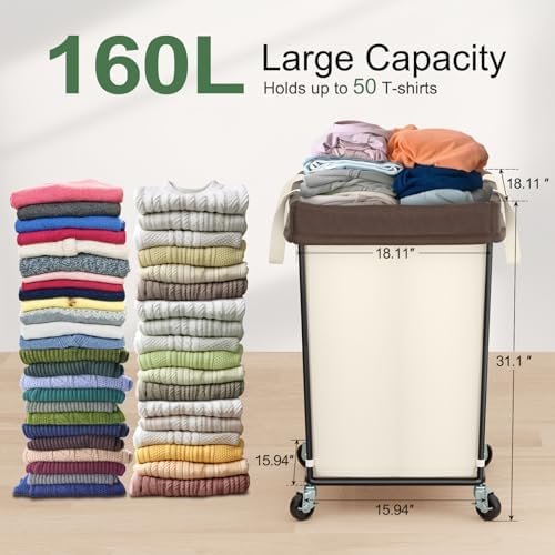 2PK Rolling Laundry Basket with Wheels, Rolling Laundry Hamper with Wheels - Image 2