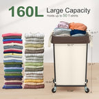 2PK Rolling Laundry Basket with Wheels, Rolling Laundry Hamper with Wheels - Image 2
