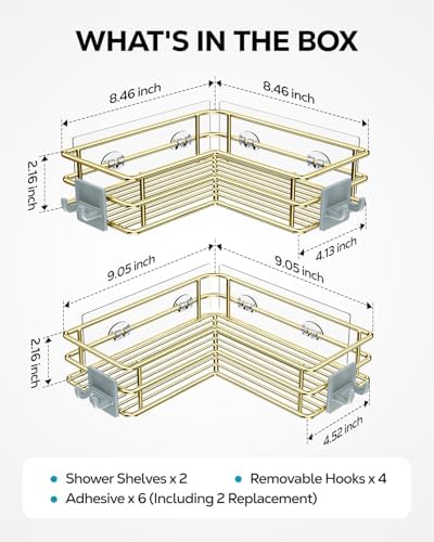 Nieifi Corner Shower Shelves, Adhesive Shower Caddy, Bathroom Organization - Image 6